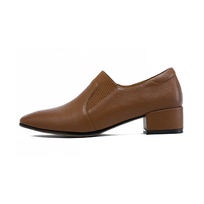 (W) Luiza Barcelos Flat 'Brown Retro Square Toe'