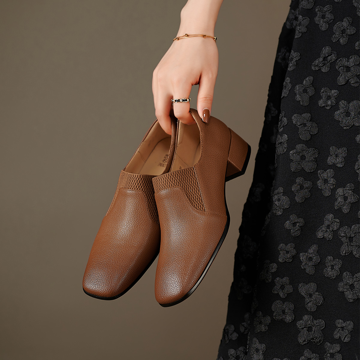 (W) Luiza Barcelos Flat 'Brown Retro Square Toe' 圖 3