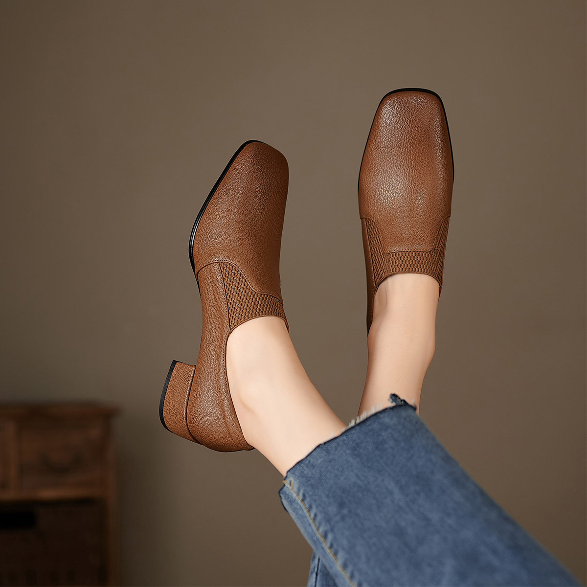(W) Luiza Barcelos Flat 'Brown Retro Square Toe' 圖 4