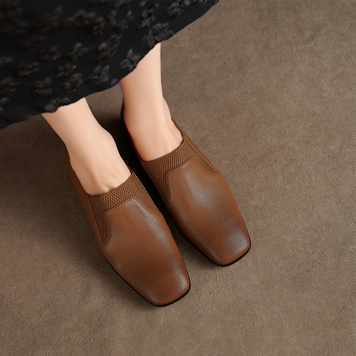(W) Luiza Barcelos Flat 'Brown Retro Square Toe' 圖 5