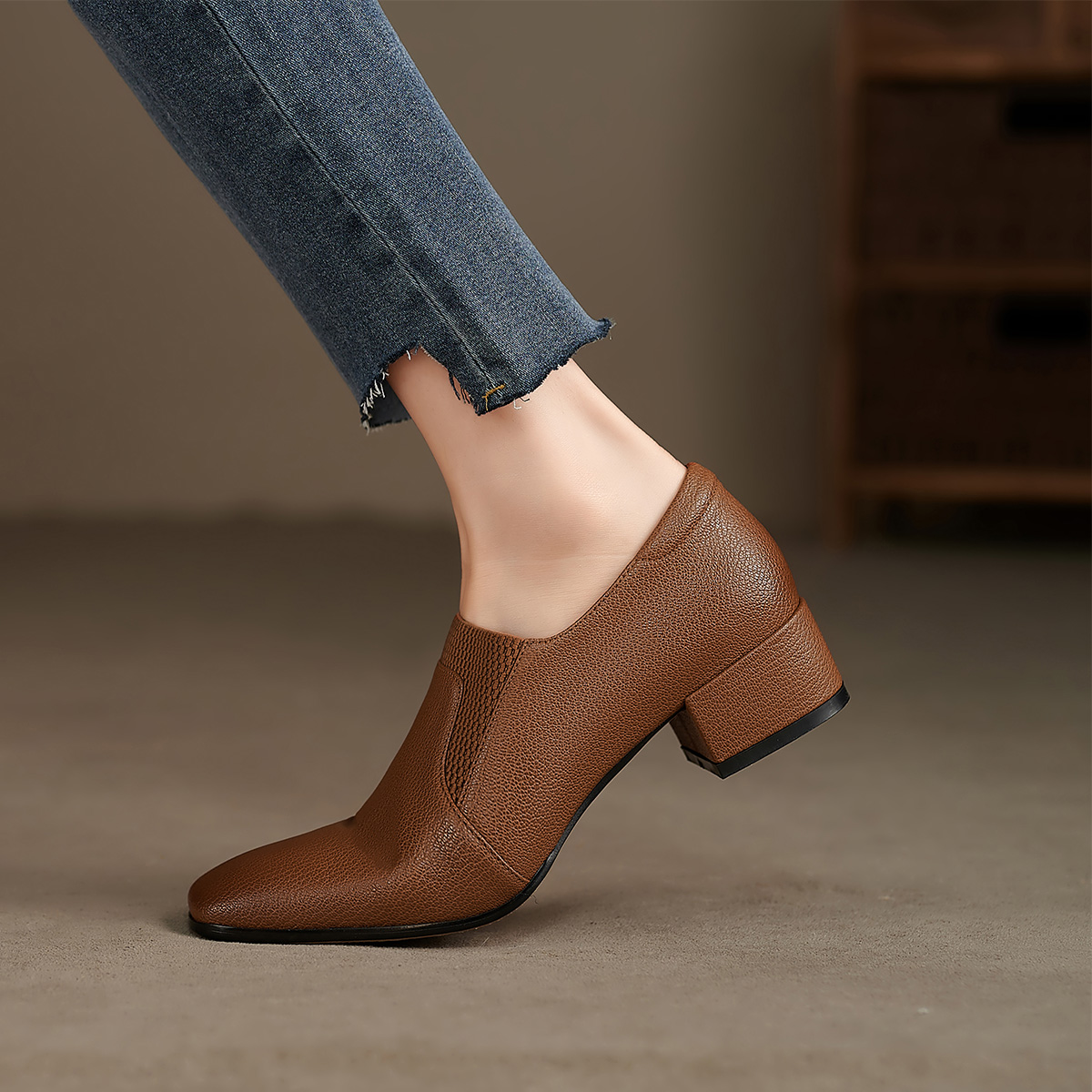 (W) Luiza Barcelos Flat 'Brown Retro Square Toe' 圖 6