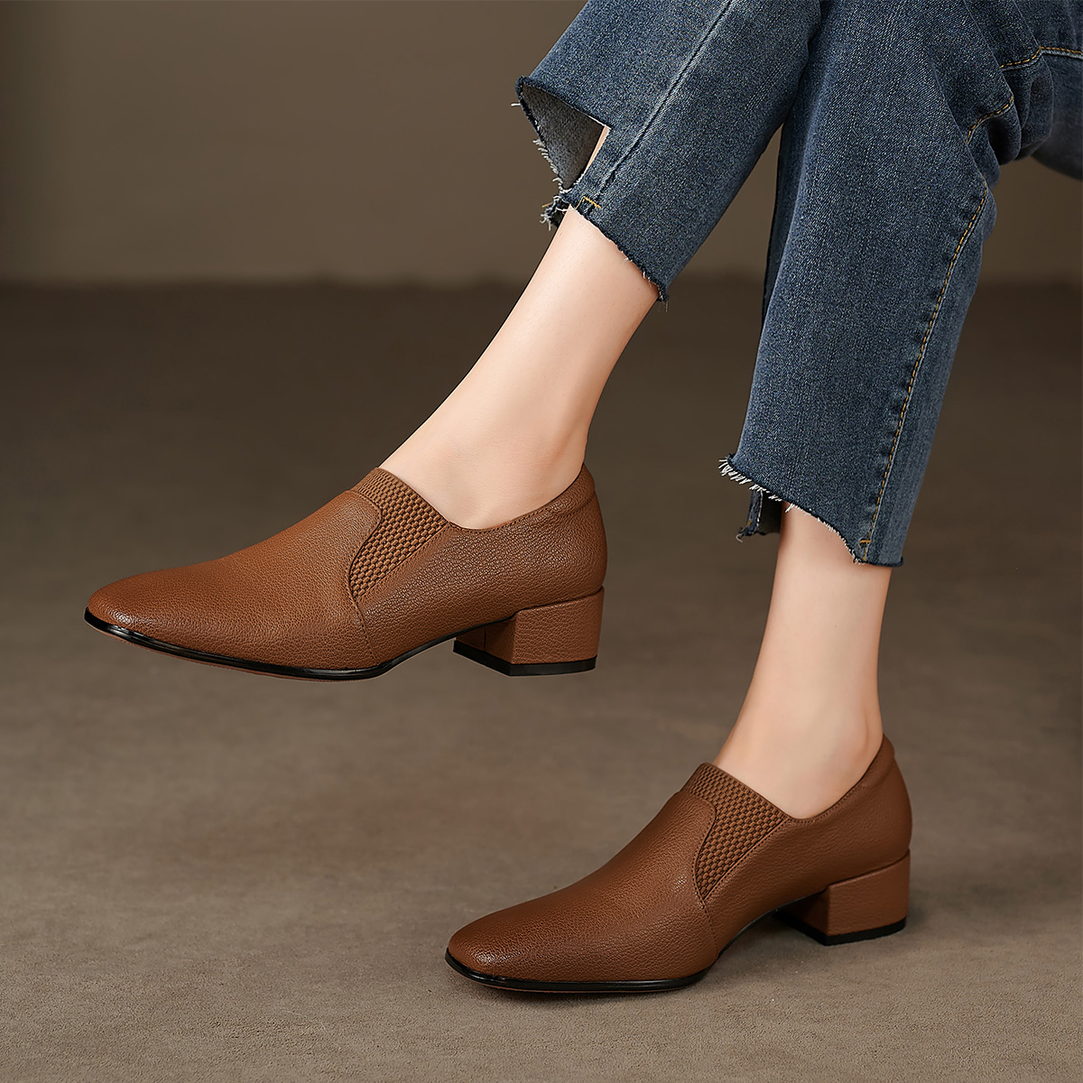 (W) Luiza Barcelos Flat 'Brown Retro Square Toe' 圖 7