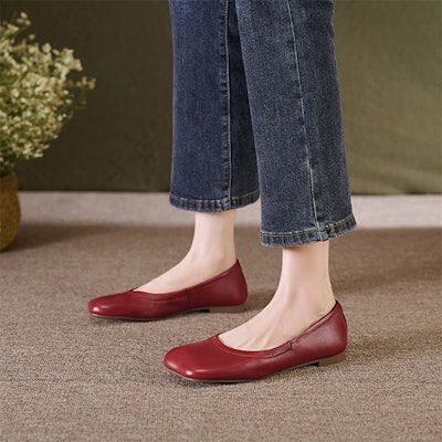 (W) Luiza Barcelos 平底鞋“酒红简约” XWP1SK0427 Purchase (W) Luiza Barcelos 平底鞋“酒红简约” XWP1SK0427