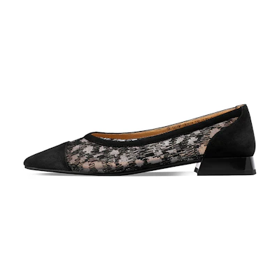 (W) Luiza Barcelos Flat Mule 'Black Pointed Toe'