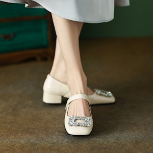 (W) Sandal Datar Luiza Barcelos 'Beige Rhinestone Buckle' X901465 Order (W) Sandal Datar Luiza Barcelos 'Beige Rhinestone Buckle' X901465