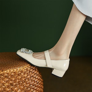 (W) Sandal Datar Luiza Barcelos 'Beige Rhinestone Buckle' X901465 Shop (W) Sandal Datar Luiza Barcelos 'Beige Rhinestone Buckle' X901465