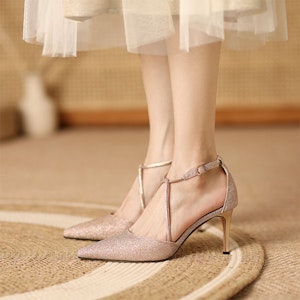 (W) Luiza Barcelos 女士浅金色尖头搭扣高跟鞋皮革凉鞋 X9SK0429 Order (W) Luiza Barcelos 女士浅金色尖头搭扣高跟鞋皮革凉鞋 X9SK0429