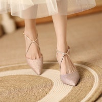 Luiza Barcelos 閃亮皮革尖頭搭扣套腳細跟高跟鞋 7.6cm 女款 淺金色 Purchase Luiza Barcelos 閃亮皮革尖頭搭扣套腳細跟高跟鞋 7.6cm 女款 淺金色