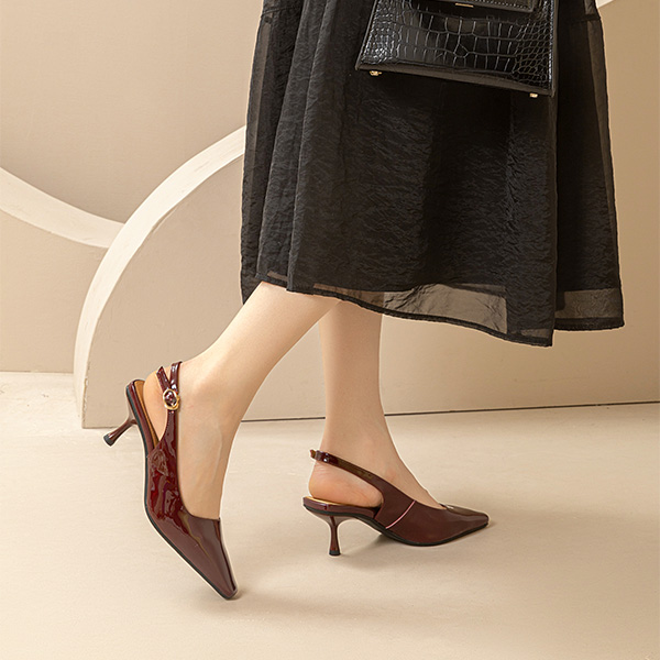 (W) Luiza Barcelos Heeled Sandal 'Burgundy Buckle Retro' 圖 6