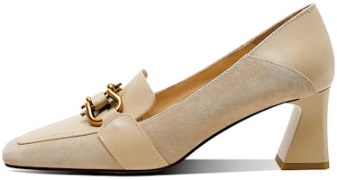 (Women) Luiza Barcelos High Heel 6cm 'Apricot Horsebit Buckle' X900893 (Women) Luiza Barcelos High Heel 6cm 'Apricot Horsebit Buckle' X900893