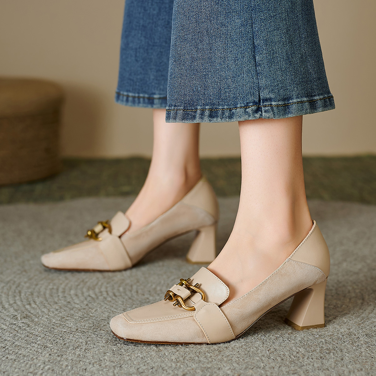 Details for (W) (レディース) ルイザ バルセロス ハイヒール 6cm 'アプリコット ホースビットバックル' X900893 X900893