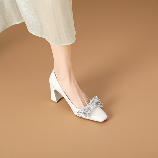 Order (W) Luiza Barcelos Tumit Tinggi 7cm 'Beige Ikatan Rama-Rama Batu Permata' XWP1SK0210