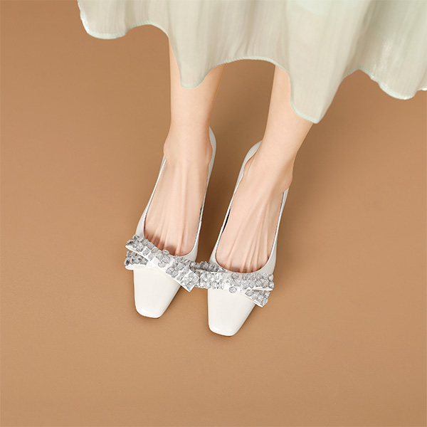 Shop (W) Luiza Barcelos Tumit Tinggi 7cm 'Beige Ikatan Rama-Rama Batu Permata' XWP1SK0210