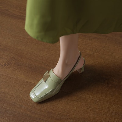 (W) Luiza Barcelos Tumit Tinggi 'Hijau Epal dengan Gesper Logam' X901753 Order (W) Luiza Barcelos Tumit Tinggi 'Hijau Epal dengan Gesper Logam' X901753