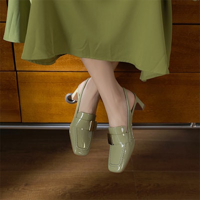 (W) Luiza Barcelos Tumit Tinggi 'Hijau Epal dengan Gesper Logam' X901753 Details for (W) Luiza Barcelos Tumit Tinggi 'Hijau Epal dengan Gesper Logam' X901753