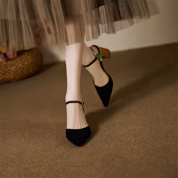 Details for (W) Luiza Barcelos Heels Hitam 'Pointed Buckle' X901803