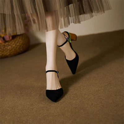 (W) Tacones Altos Luiza Barcelos 'Negro Punta con Hebilla' X901803 Details for (W) Tacones Altos Luiza Barcelos 'Negro Punta con Hebilla' X901803