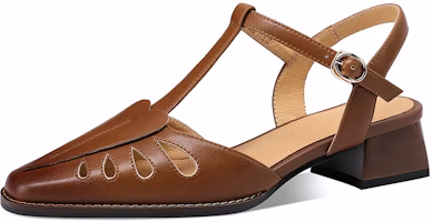 (Women) Luiza Barcelos High Heel 'French Retro Hollow Brown' X901777 (Women) Luiza Barcelos High Heel 'French Retro Hollow Brown' X901777