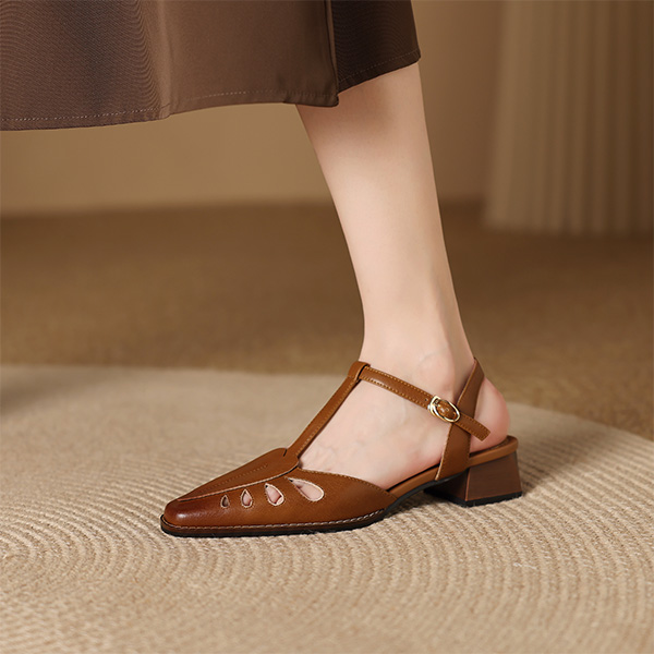 Lookbook (W) Luiza Barcelos 高跟鞋“法式复古镂空棕色” X901777