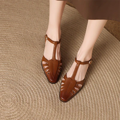 (W) Luiza Barcelos 高跟鞋“法式复古镂空棕色” X901777 Details for (W) Luiza Barcelos 高跟鞋“法式复古镂空棕色” X901777