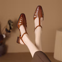 Sizing (W) Luiza Barcelos Hak Tinggi 'Retro Perancis Coklat Berongga' X901777