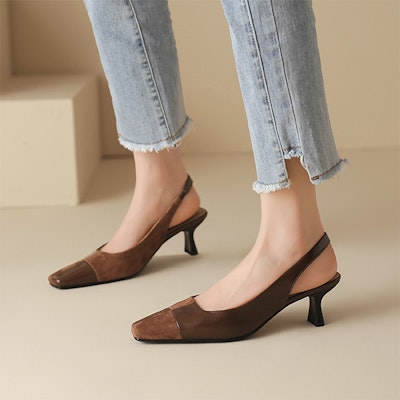 (W) Luiza Barcelos 法式复古拼接咖啡色高跟鞋 XWP1SK0190 Shop (W) Luiza Barcelos 法式复古拼接咖啡色高跟鞋 XWP1SK0190