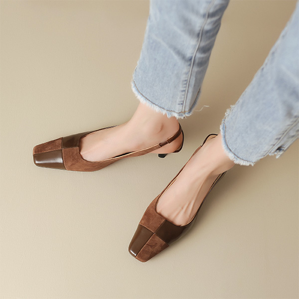 Details for (W) Luiza Barcelos 法式复古拼接咖啡色高跟鞋 XWP1SK0190