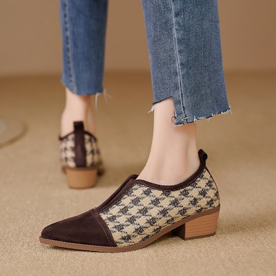 (W) Luiza Barcelos 高跟鞋 '棕色千鸟格' X901888 Details for (W) Luiza Barcelos 高跟鞋 '棕色千鸟格' X901888