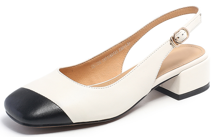 (Women) Luiza Barcelos High Heel 'Simplified Fashion Buckle Beige Black' XWP1SK0431