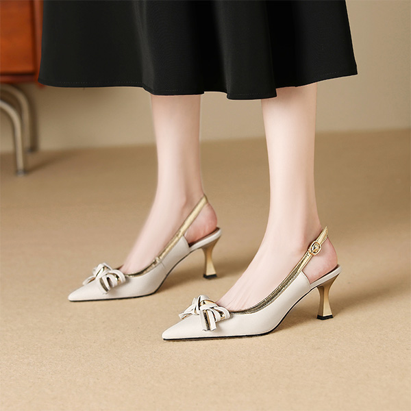 Order (W) Luiza Barcelos Kasut Tumit Tinggi 'Rice White Bow' XWP1SK0499