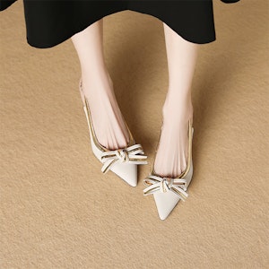 (W) Luiza Barcelos Kasut Tumit Tinggi 'Rice White Bow' XWP1SK0499 Details for (W) Luiza Barcelos Kasut Tumit Tinggi 'Rice White Bow' XWP1SK0499