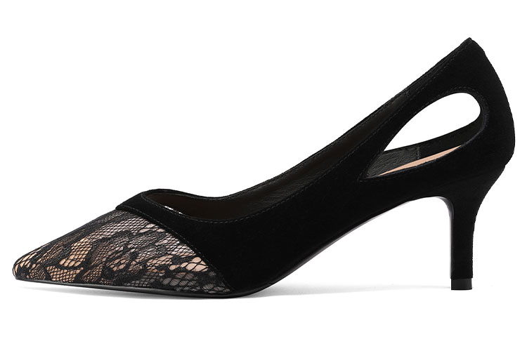 (Women) Luiza Barcelos High Heel Pump with Buckle 'Black Suede Cut-Out' X901123