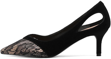 (Women) Luiza Barcelos High Heel Pump with Buckle 'Black Suede Cut-Out' X901123 (Women) Luiza Barcelos High Heel Pump with Buckle 'Black Suede Cut-Out' X901123