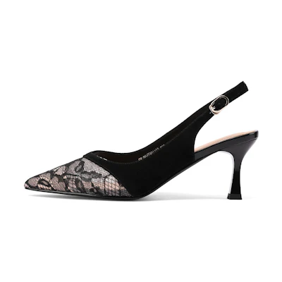 (W) Luiza Barcelos High Heel Sandal 'Black Cut-Out Suede'