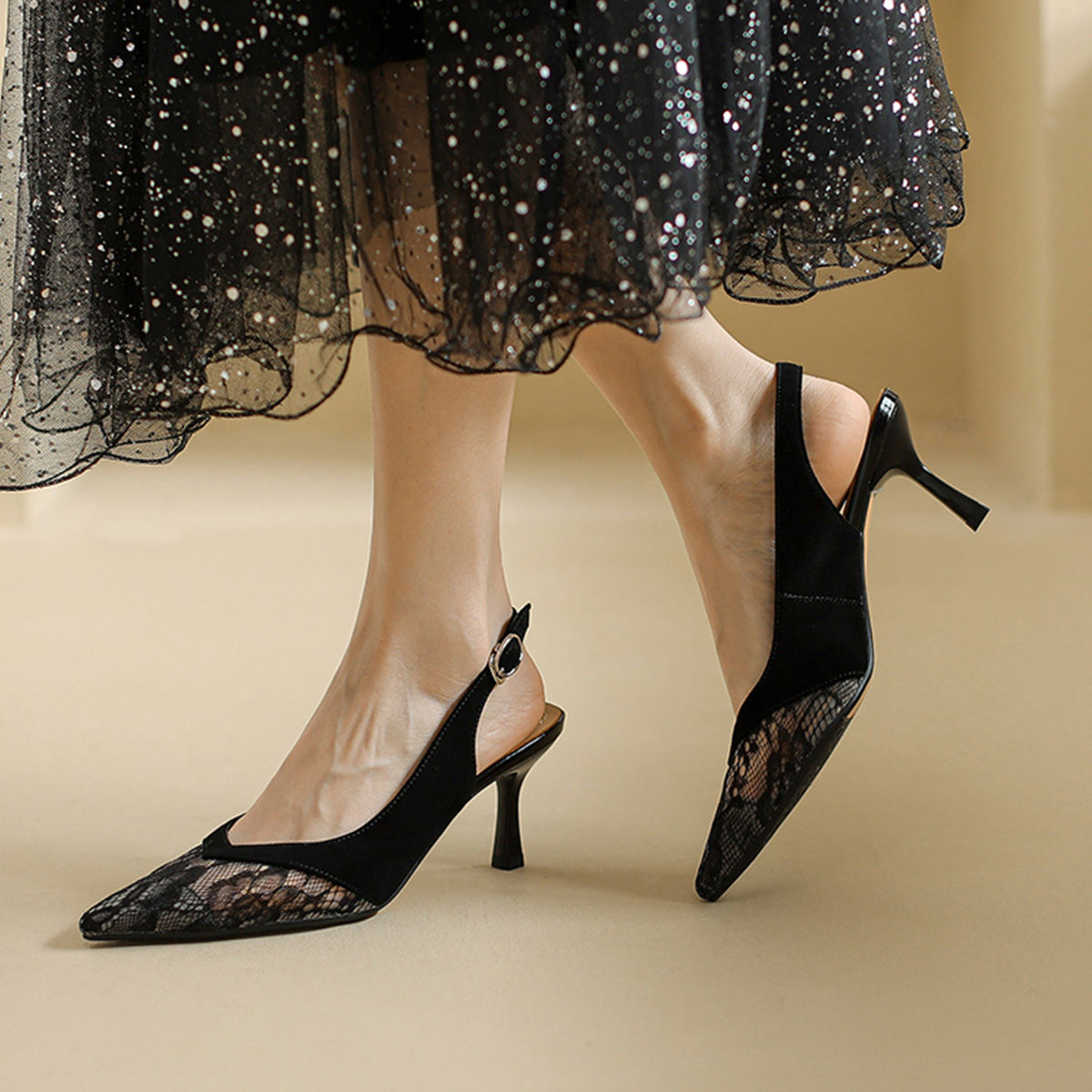 (W) Luiza Barcelos High Heel Sandal 'Black Cut-Out Suede' 圖 6