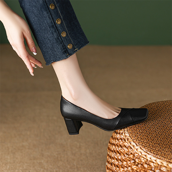 Shop (Women) Luiza Barcelos High Heels 5.5cm 'Sheepskin Chic Comfort Versatile Chunky Heel' XWP1SK0359