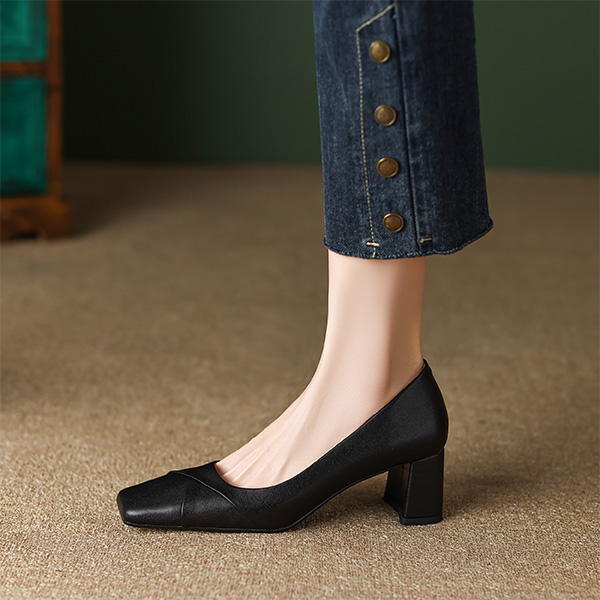 Sizing (Women) Luiza Barcelos High Heels 5.5cm 'Sheepskin Chic Comfort Versatile Chunky Heel' XWP1SK0359