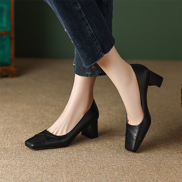 Cheap (Women) Luiza Barcelos High Heels 5.5cm 'Sheepskin Chic Comfort Versatile Chunky Heel' XWP1SK0359