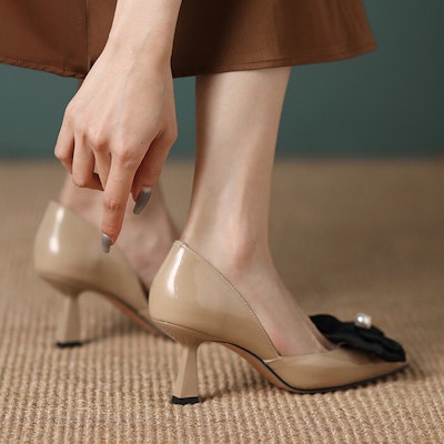 (W) Tacones Altos Luiza Barcelos 'Apricot Pearl Bow' X900851 Purchase (W) Tacones Altos Luiza Barcelos 'Apricot Pearl Bow' X900851