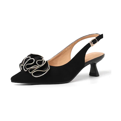 (W) Luiza Barcelos High Heels 'Black Floral Pointed Toe'