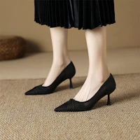 Purchase (W) Luiza Barcelos Sepatu Hak Tinggi 'Hitam Ujung Lancip' XWP1SK0609