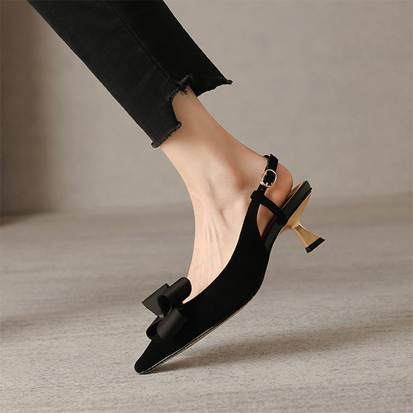 Purchase (W) Luiza Barcelos Kasut Tumit Tinggi 'Black Velvet Bow Buckle' XWP1SK0486