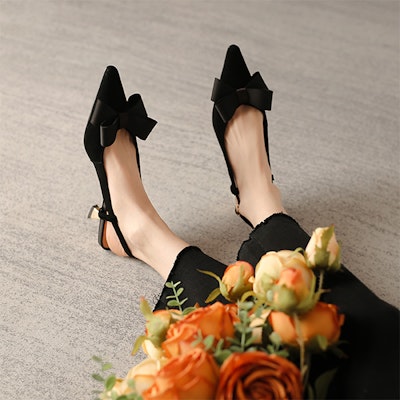 (W) Luiza Barcelos Kasut Tumit Tinggi 'Black Velvet Bow Buckle' XWP1SK0486 Details for (W) Luiza Barcelos Kasut Tumit Tinggi 'Black Velvet Bow Buckle' XWP1SK0486