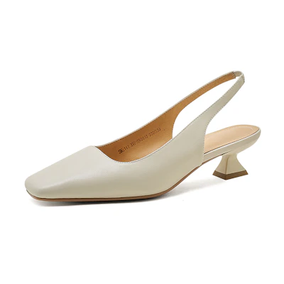 (W) Luiza Barcelos High Heels 'Simplistic Square Toe Off-White'