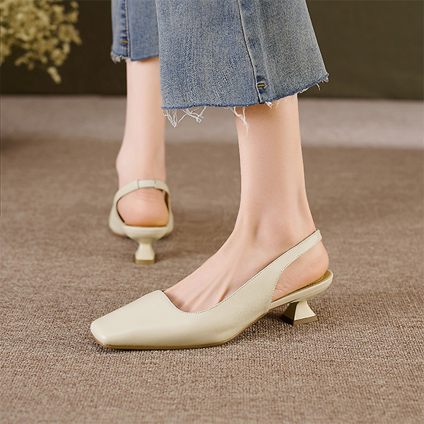 (W) Luiza Barcelos High Heels 'Simplistic Square Toe Off-White' 圖 2