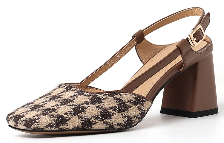 (Women) Luiza Barcelos Houndstooth Fabric Sandal 'Brown Buckle' X901638