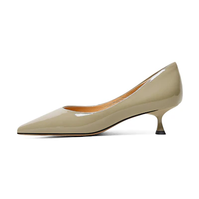 (W) Luiza Barcelos Kitten Heel 'Khaki Pointed Toe'