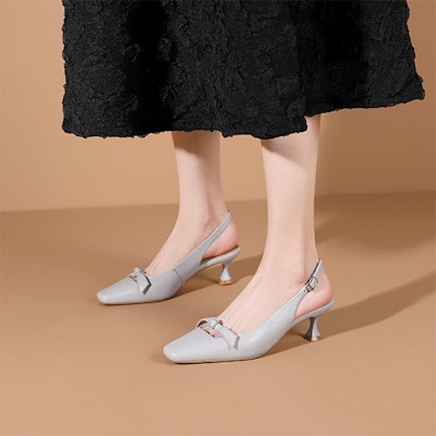 (Women) Luiza Barcelos Kitten Heel 'Light Blue Bow Buckle' XWP1SK0543 Order (Women) Luiza Barcelos Kitten Heel 'Light Blue Bow Buckle' XWP1SK0543