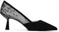Order Luiza Barcelos 羊皮 尖頭細跟蕾絲鏤空百搭 細跟 高跟鞋 7cm 女款 黑色