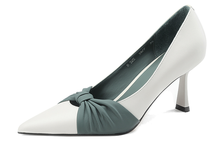 (W) Luiza Barcelos Leather Bow-Tie Pointed High Heels 'Misty Blue' 圖 3